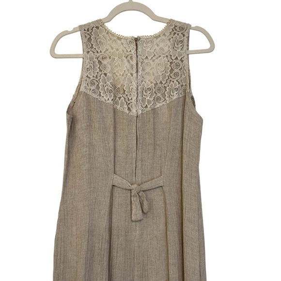 Vintage Western Carmin Lace Fringe Tassel Midi Dress Tan Beige Cowgirl Rodeo - Picture 6 of 7